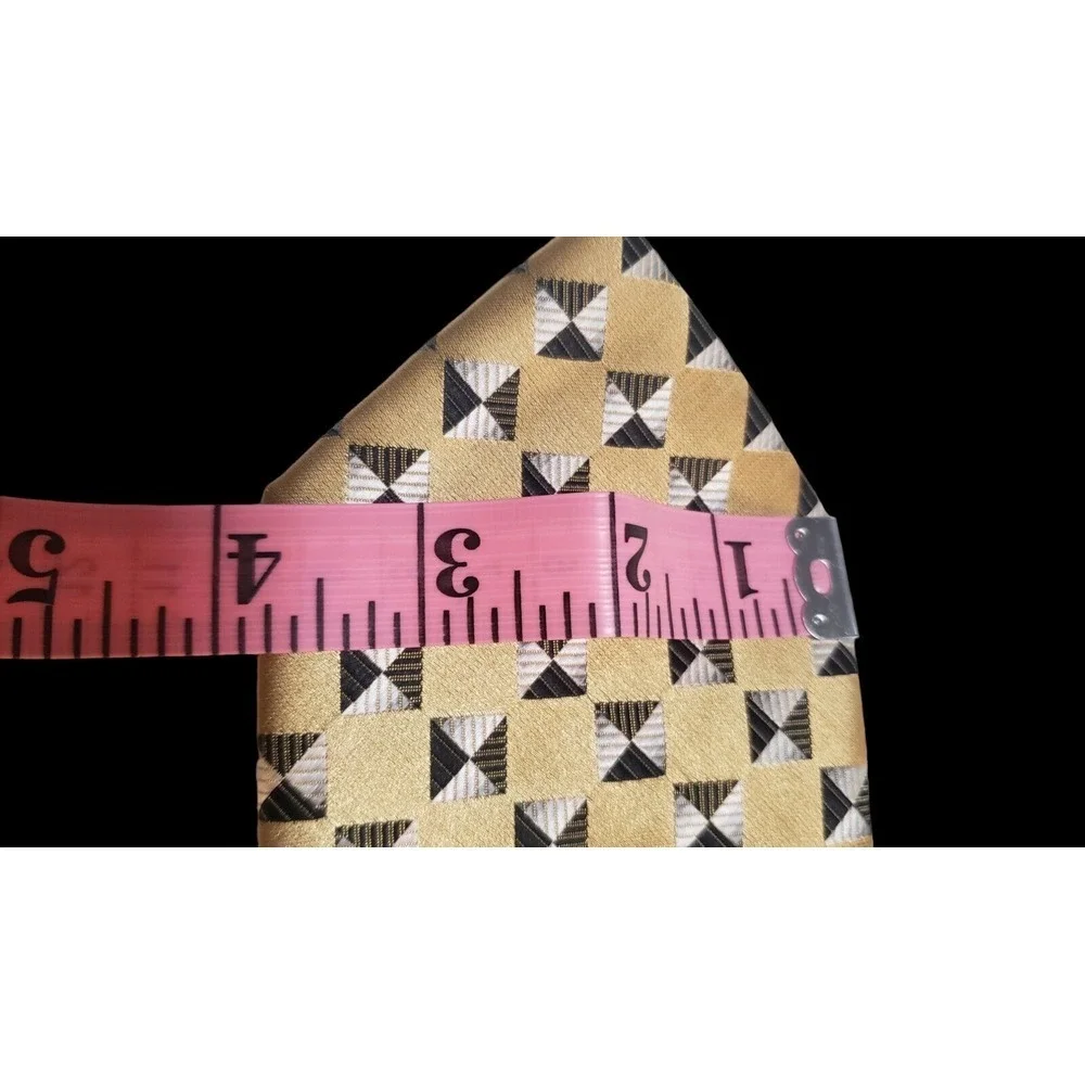 Alexander Julian Colours‎ Mens Gold, Black, Silver Geometric Polyester Neck Tie